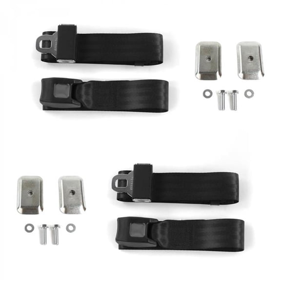 SafeTBoy 675288 Standard 2 Point Black Lap Bucket Seat Belt Kit with Bracketry & 2 Belts for 1980-1986 F150 Ford Truck