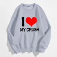 thumbnail image 2 of Bmisegm Sweat à Capuche Imprimé pour Femmes Col Rond Manches Longues Pull Décontracté Gris m, 2 of 3
