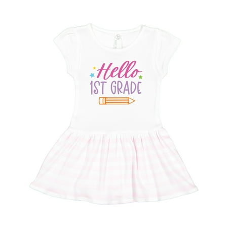 

Inktastic Back to School Hello 1st Grade with Pencil Gift Toddler Girl Dress