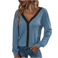 thumbnail image 2 of Babysbule Women's Tops, Jackets& Coat Fashion Women's Fashion Casual Color Matching Button Long Sleeve Cardigan Top Blouse, 2 of 9