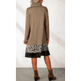 thumbnail image 2 of Women's High Neck Leopard Print Tiered Hem Knit Dress, Long Sleeve Loose Fit Fall Winter Casual A-Line Tunic Dress, 2 of 4