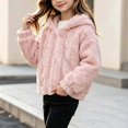 thumbnail image 6 of LUGOGNE Toddler Jacket Girls Sherpa Fleece Hooded​ Zip Up Sherpa Coat Textured Knit Ribbed Cuffs and Hem Jackets with Pockets Daily Home Gentle Comfy Outerwear, 6 of 9