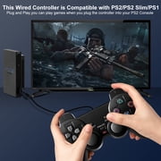 PS2 Controller,2 Packs Wired Controller Compatible with PS2/PS2 Slim/PS1,PS2 Replacement Wired Controller with Dual Vibration,Black