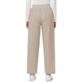 thumbnail image 3 of Pdbokew Women's High Waisted Wide Leg Pants Casual Pants with Adjustable Drawstring Waist Khaki M, 3 of 8
