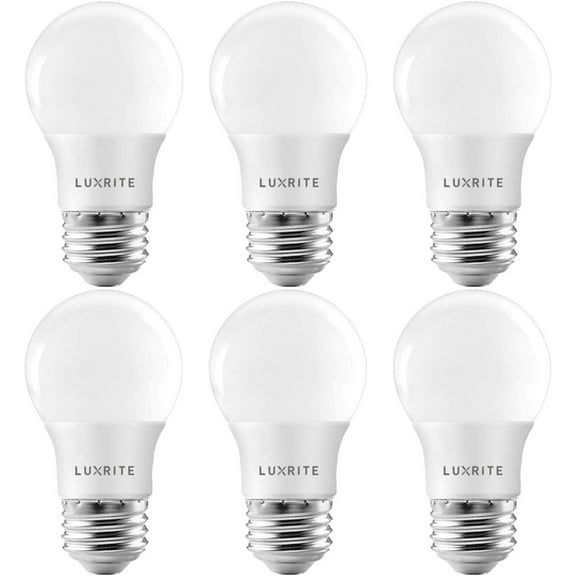 Luxrite A15 LED Dimmable Light Bulb 7W (40W Equivalent) 2700K Warm White, 600 Lumens, E26, 6 Pack