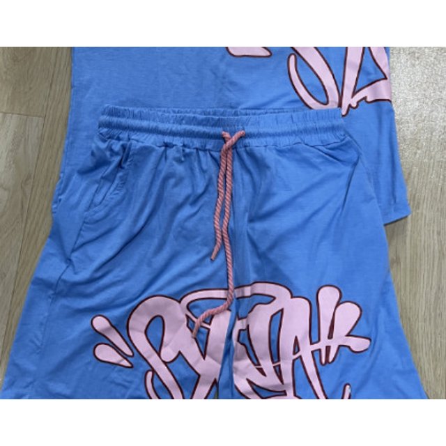 Y2k-Camiseta gótica de 2 piezas con letras de hip-hop para hombre, pantalones cortos de pierna ancha con cordón, traje de Universidad Americana