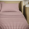 thumbnail image 6 of Beautiful Striped 4-Piece 100% Cotton Percale Rosé Pink Sheet Set, King by Drew Barrymore, 6 of 7