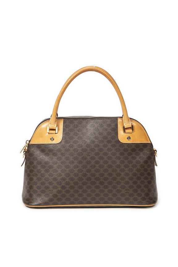 Pre-Owned Celine Brown/Beige Dome Tote Handbag Macadam Coated Canvas