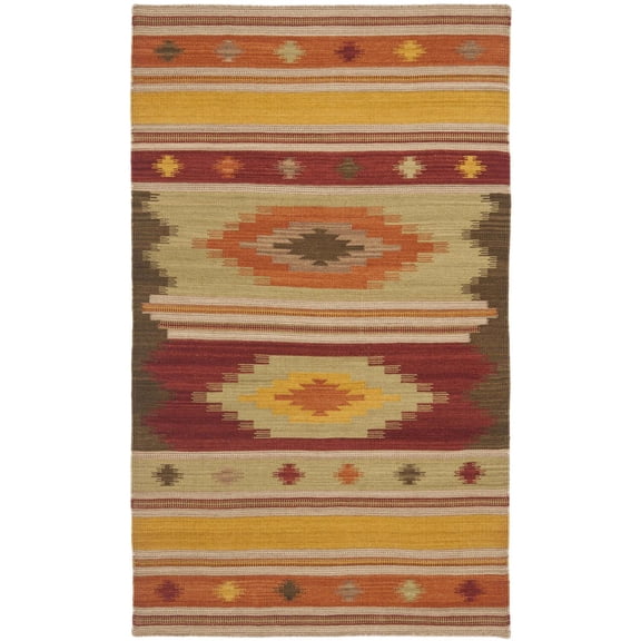 SAFAVIEH Kilim Cabrail Southwestern Wool Area Rug, Brown/Multi, 3' x 5'