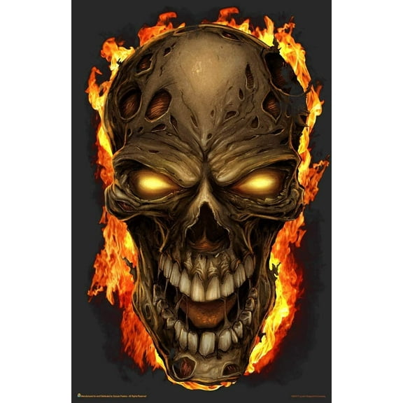 Flaming Skull Mini Poster - 11" x 17"