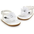 thumbnail image 4 of Infant Baby Girls Summer Sandals with Flower Soft Sole Newborn Toddler First Walker Crib Dress Shoes, 4 of 7