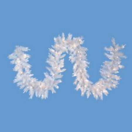 9' Pre-lit Crystal White Artificial Christmas Garland - Clear Lights