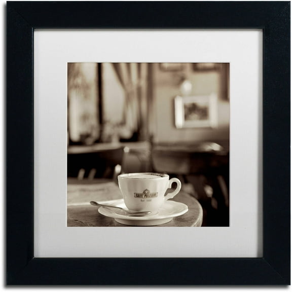 Trademark Fine Art "Tuscany Caffe IV" Canvas Art by Alan Blaustein, White Matte, Black Frame