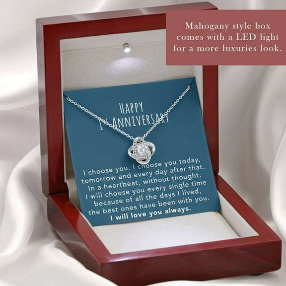 Wife Necklace, 1St Year Anniversary Necklace Gift, 1St Year Anniversary Necklace For Wife, Girlfriend, First Year Anniversary – Meaningful Jewelry with Inspirational Message Card Luxury Box