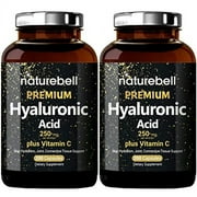 NatureBell 2 Pack Plant Based Hyaluronic Acid Supplements 250mg with 25mg Vitamin C & Biotin 5000mcg, 480 Total Capsules , Essential for Hair Growth, Joint Support, & Hydrating Skin , Non-GMO 240 Count (Pack of 2)