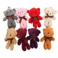 thumbnail image 2 of 10 piezas/paquete de 12 cm de mini osito de peluche con lazo colgante, llavero de peluche colorido, 2 of 5