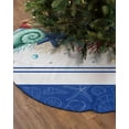 thumbnail image 2 of Navy Blue Coastal Christmas Tree Skirt 36 Inches Large Christmas Skirt Tree, Nautical Starfish Coral Shell Beach Ocean Tree Skirt Christmas Decorations for Fireplace Party Holidays Indoor Outdoor, 2 of 7