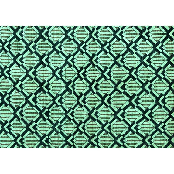 Ahgly Company Indoor Rectangle Abstract Turquoise Blue Modern Area Rugs, 8' x 12'