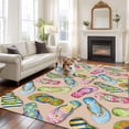 thumbnail image 3 of Summer Slippers Area Rug 5x7 Washable Rug Non Slip Watercolor Flip Flops Ocean Beach Light Brown Large Area Rug Soft Stainresistant Indoor Floor Carpet for Living Room Bedroom Home Office Dining Room, 3 of 8