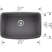 BLANCO VALEA Cafe Brown SILGRANIT 27in Rectangle Single Bowl Sink