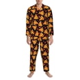 thumbnail image 3 of Balery Cartoon Pizza Pijama para Hombre de Dos Piezas con Manga Larga, Conjunto de Dormir y Descanso Suave con Bolsillos-Small, 3 of 7