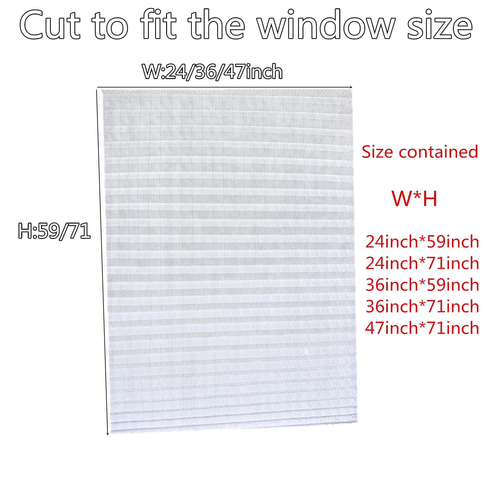 Yogsey 2PCS Ripple Shape Temporary Light Filtering Paper Shades for Windows, Cordless No Drill Self Adhesive Pleated Paper Blinds Free Cut Size 50% Light Filtering Shades for Room Bedroom Kitchen