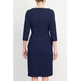 thumbnail image 5 of Connected Apparel Navy Crepe Front Slit Dress - Scuba Crepe Fabric, 5 of 5