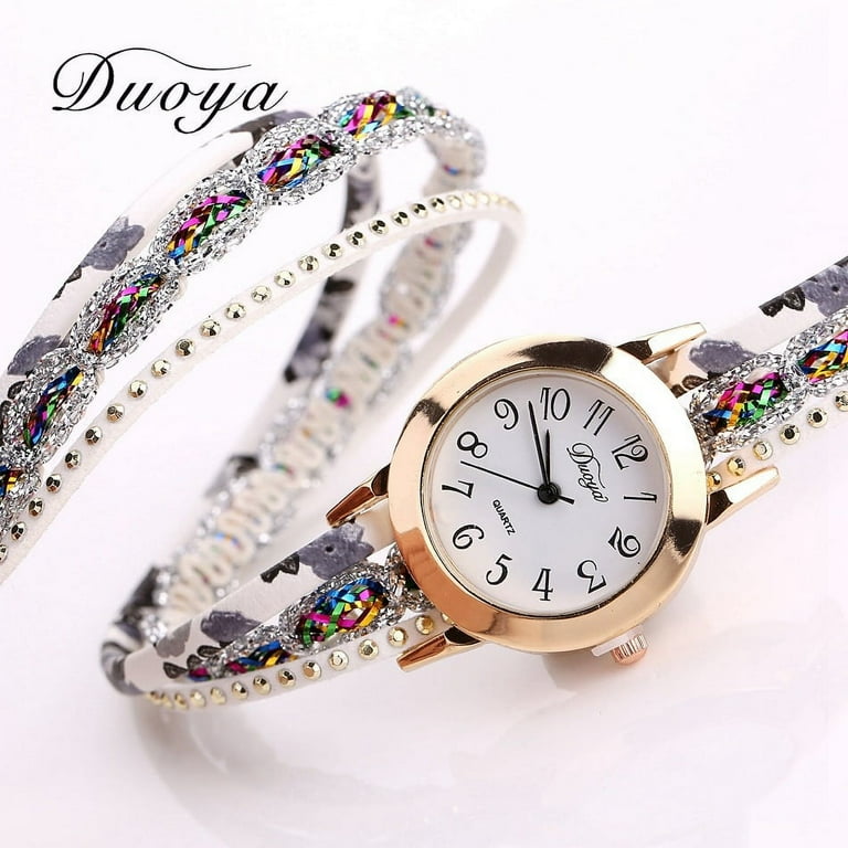 2019 Top Brand Luxury Watches Women Flower Popular Quartz Diamond Leather Bracelet Female Ladies Gemstone Dress Wrist Watch Quartz Wristwatches
