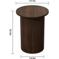thumbnail image 2 of Round Fluted End Table, Small Accent Pedestal Side Table, Wood Fluted Nightstand Bedside Table for Living Room, Bedroom, Handcrafted Finish, Brown, 2 of 6
