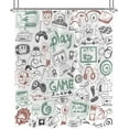thumbnail image 5 of Kids Video Game Boys Shower Curtain 60Wx72H Inch Cartoon Gaming Gamer Colored Monochrome Sketch Funny Graffiti Cool Green Red Black Bathroom Decor Fabric Polyester Waterproof 12 Pack Hooks, 5 of 5