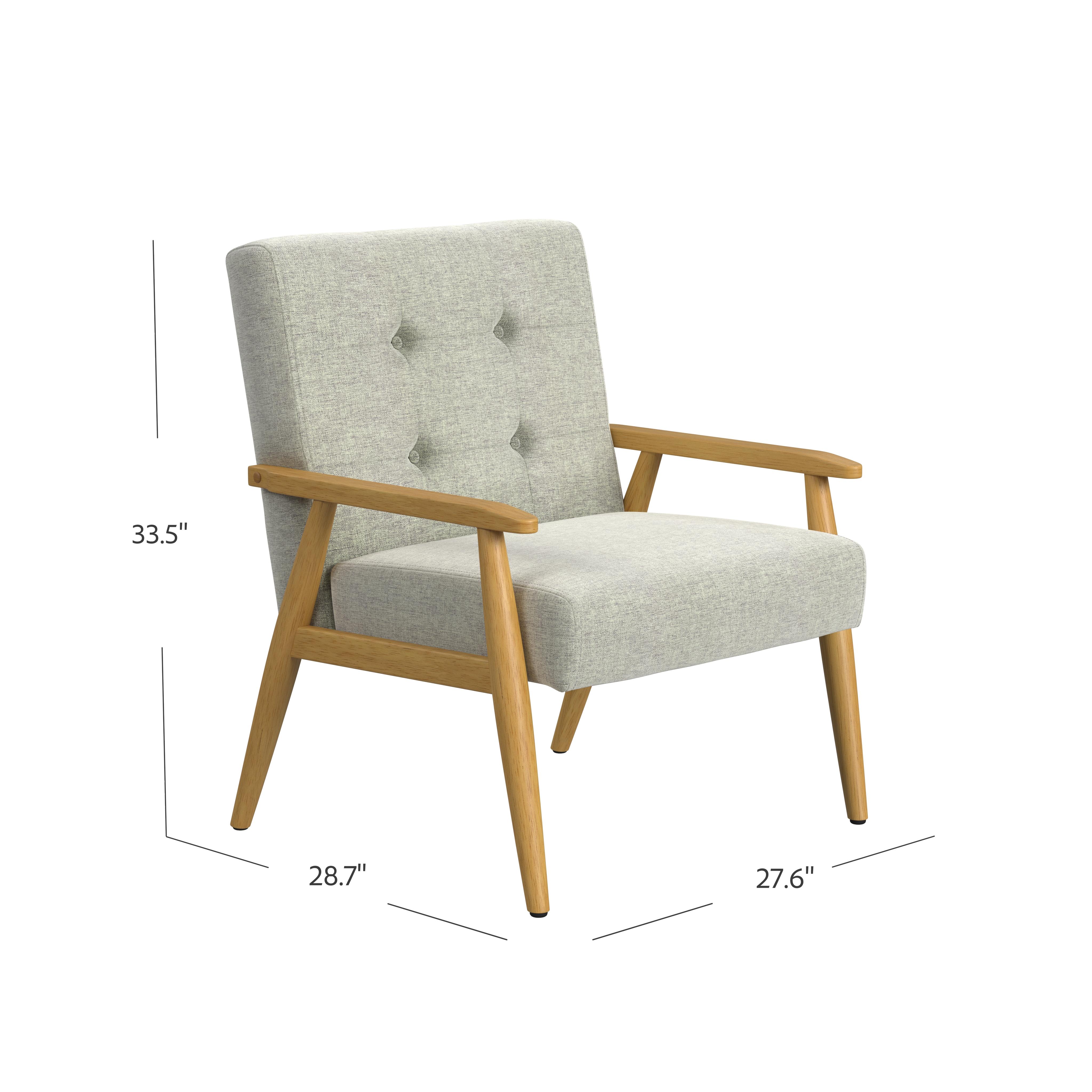 HomePop Mid-Century Exposed Wood Fram Accent Chair, Light Gray
