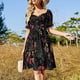 thumbnail image 4 of Vestido floral de medianoche de manga corta para mujer, estilo coreano, verano, 4 of 7