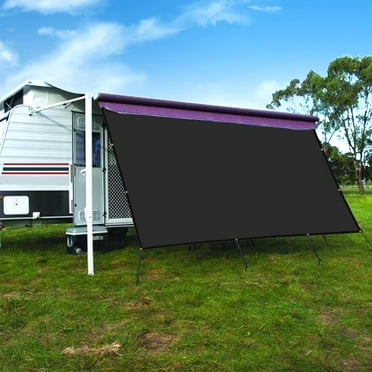 Camwings HRASK1016BK Black, 10' x 16' Polyethylene Privacy Screen Shade, RV Awning