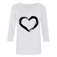 thumbnail image 4 of Lenpel Women's 3/4 Sleeve Shirts Plus Size Crew Neck Heart Print Loose Casual Tee Tops Spring Summer Blouses, 4 of 4