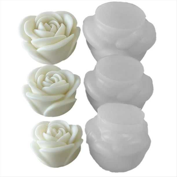 3 Uds Flor Aromaterapia Vela Molde de Silicona Rosa Hecho A Mano Aromaterapia JabóN ExpansióN Piedra Yeso Herramientas para Hacer Moldes