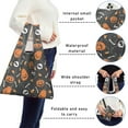thumbnail image 5 of 5 Pack Foldable Shopping Bag,Gray Halloween Pumpkins Skulls and Bones Reusable Grocery Bags with Pockets,Large Reusable Tote Bags with Handles Waterproof & Lightweight, 5 of 6