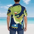 thumbnail image 4 of Vsdgher Dino Playing Roller Skate Print Men's Hawaiian Shirts Button Down Tropical Holiday Beach Shirts Vacation Clothes,X-Large, 4 of 7