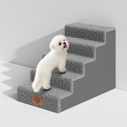 Topmart Dog Stairs for High Beds,Non-Slip Plastic 5-step Pet Step for Dogs,20.1''High,Grey