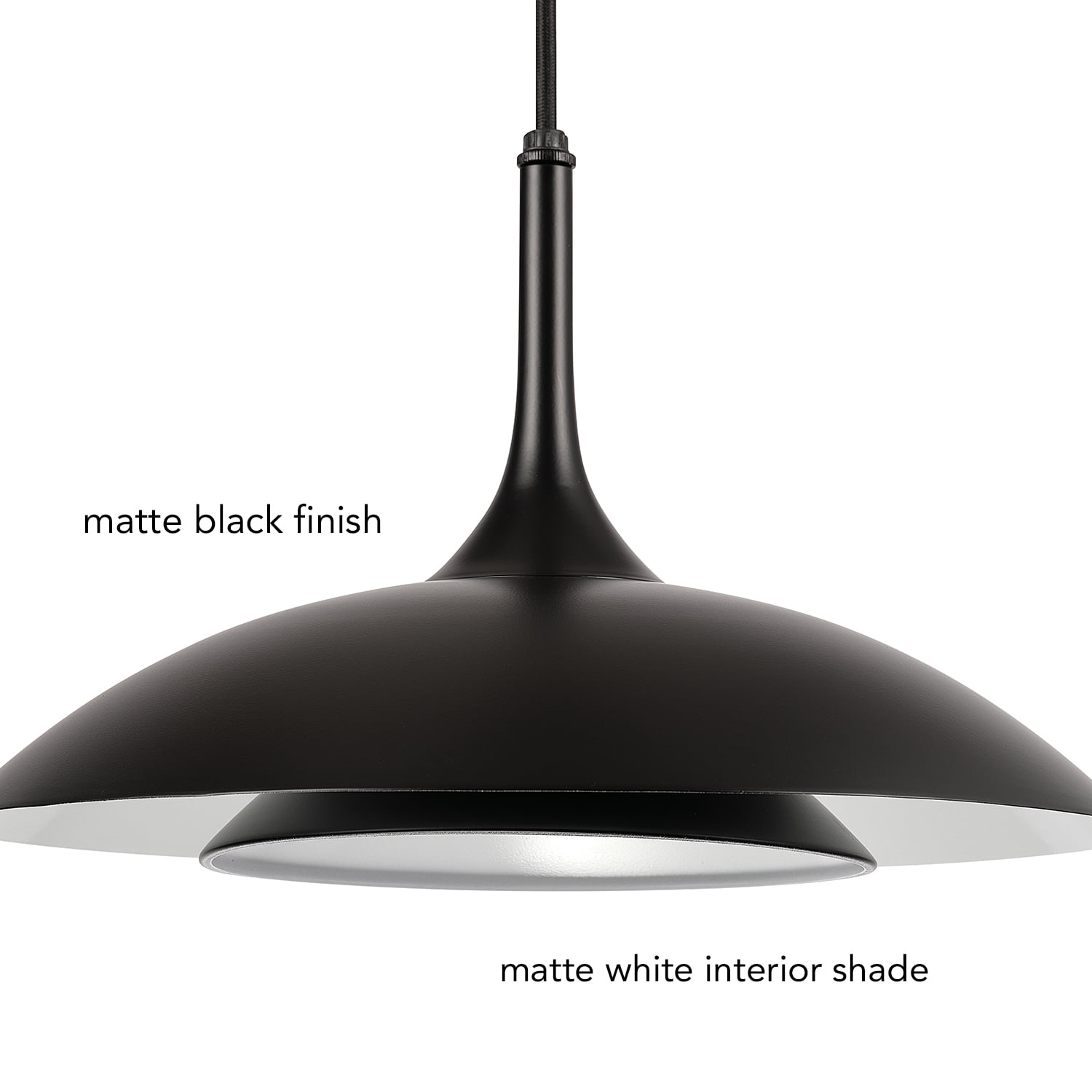 Novogratz x Globe Electric 14" LED Black Pendant Lighting with White Interior Shade, 91006823