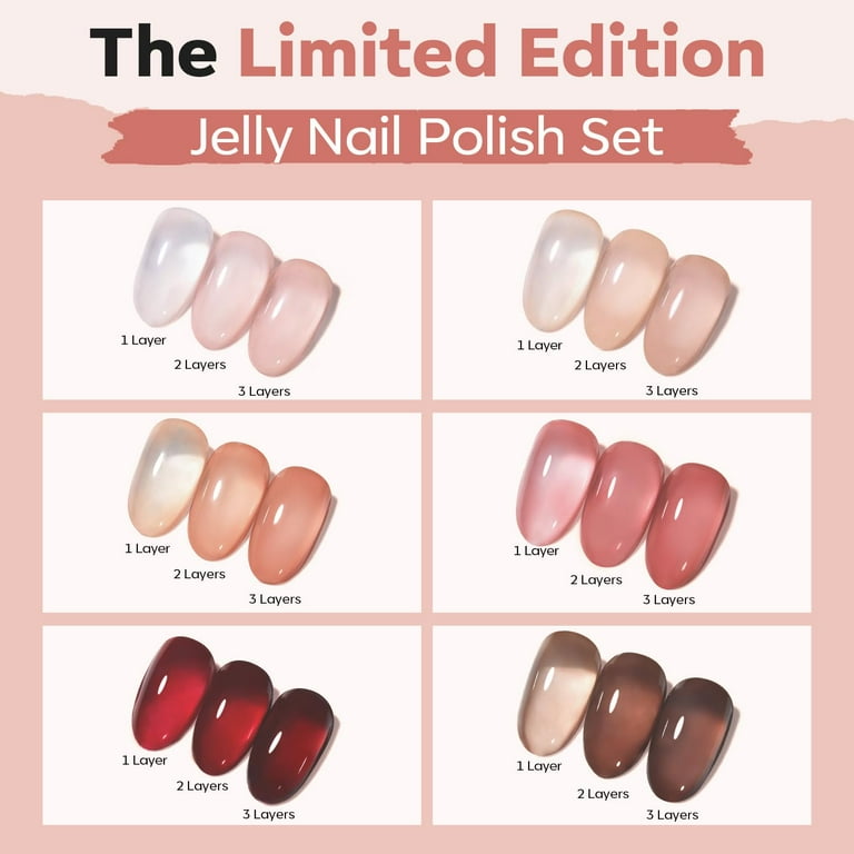 Jelly Gel Nail Polish Set, 6 Sheer Nude Colors photo 4