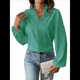 thumbnail image 1 of Blusas Informales de Negocios para Mujer, de Larga con Volantes y Cuello en V, Ropa de Trabajo . Verde S, 1 of 8