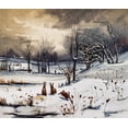 thumbnail image 2 of L. Prang & Co 23x20 White Modern Wood Framed Museum Art Print Titled - Winter Landscapes Rabbits, 2 of 4