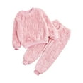 thumbnail image 3 of TiaoBug Kids Girls Boys Winter Thicken Warm Flannel Thermal Underwear Set Pink 9-10, 3 of 7