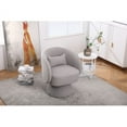 thumbnail image 2 of Swivel Barrel Chair, Modern Round Swivel Accent Chairs with Pillow, 360 Degree Comfy Teddy Fabric Accent Chair Small Single Chair Armchair for Living Room Bedroom (Gray), 2 of 9