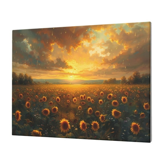 Logiee Sunflower Sunset Rainfall Print Canvas Wall Art,Canvas Picture Prints with Frame, Wall Art Decorative,Canvas Decorative,Suitable for Living Room Bedroom Office Room 30x40