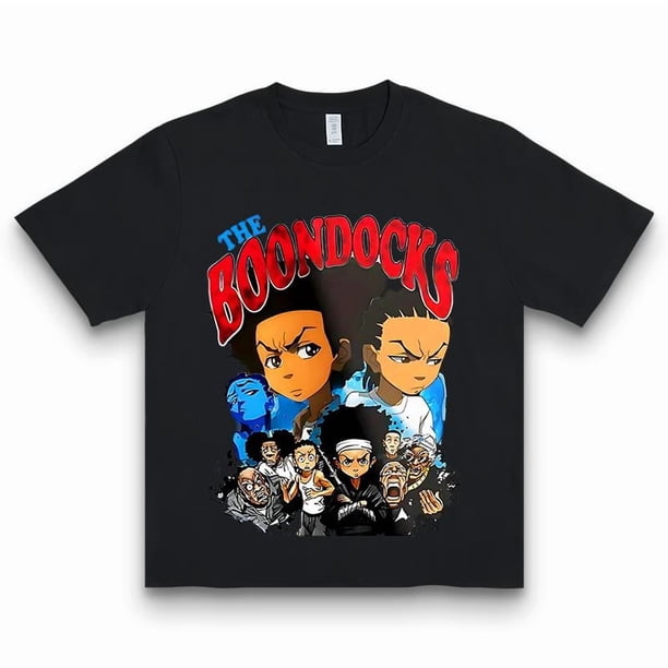 Camiseta con estampado de personajes animados de Boondocks para hombre, mujer y pareja. Algodón ultrasuave, transpirable y con cuello redondo que absorbe la humedad. Ideal para uso casual, fitness y a