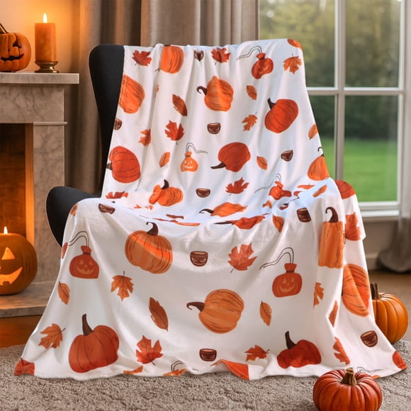 Cobija Halloween Gogreen Estampada, Lana de 300 g/M2, Microfibra Ultra Suave, 50" x 60", para Decoración del Hogar