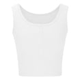 thumbnail image 5 of WEIWEN Cropped Tank Tops for Women Summer Basic Scoop Neck Button Camisole Tops Casual 2026 Sleeveless Henley Shirts White, L, 5 of 6