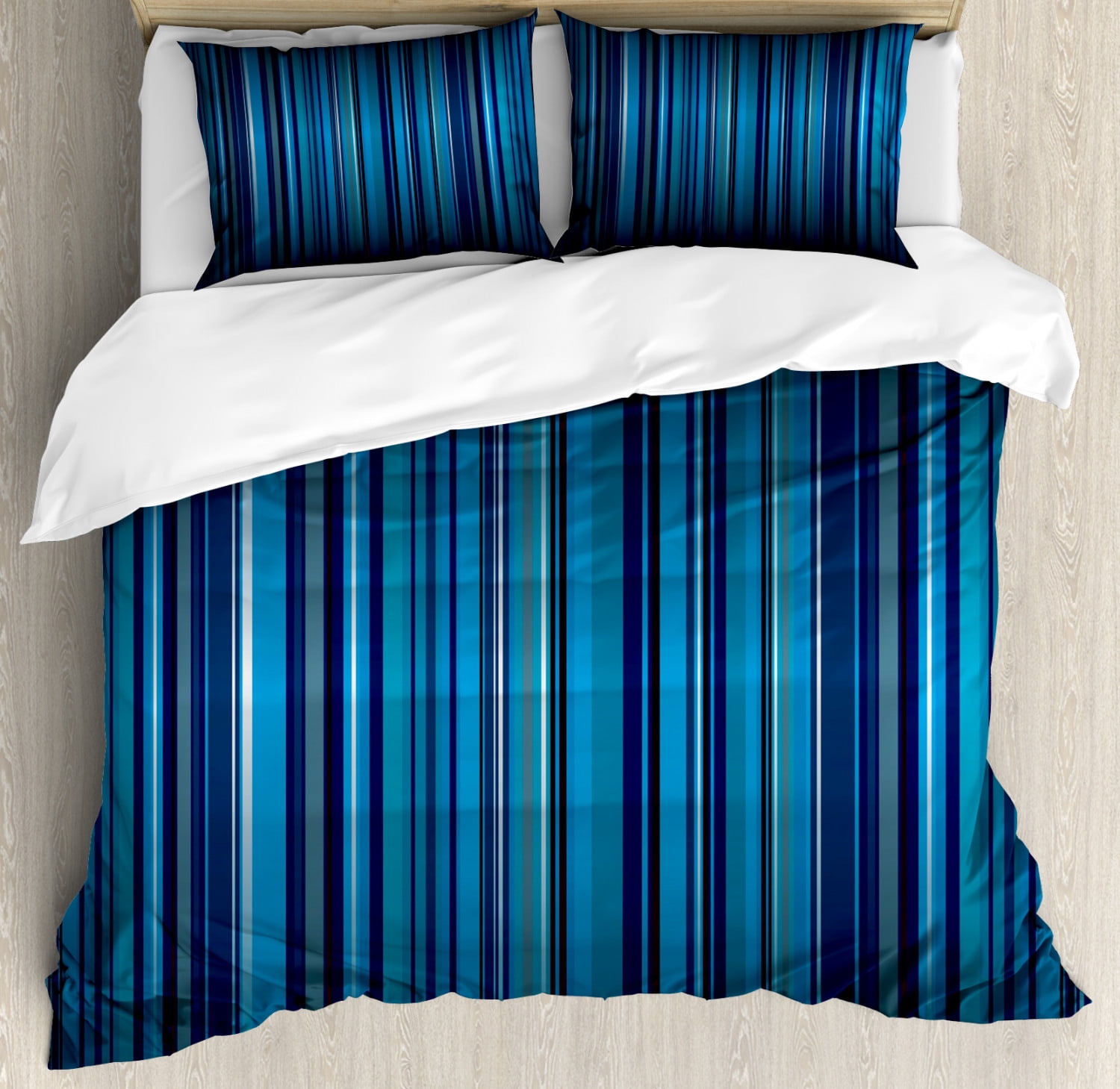 Harbour Stripe Duvet Cover Set Vibrant Nvay Blue Background With