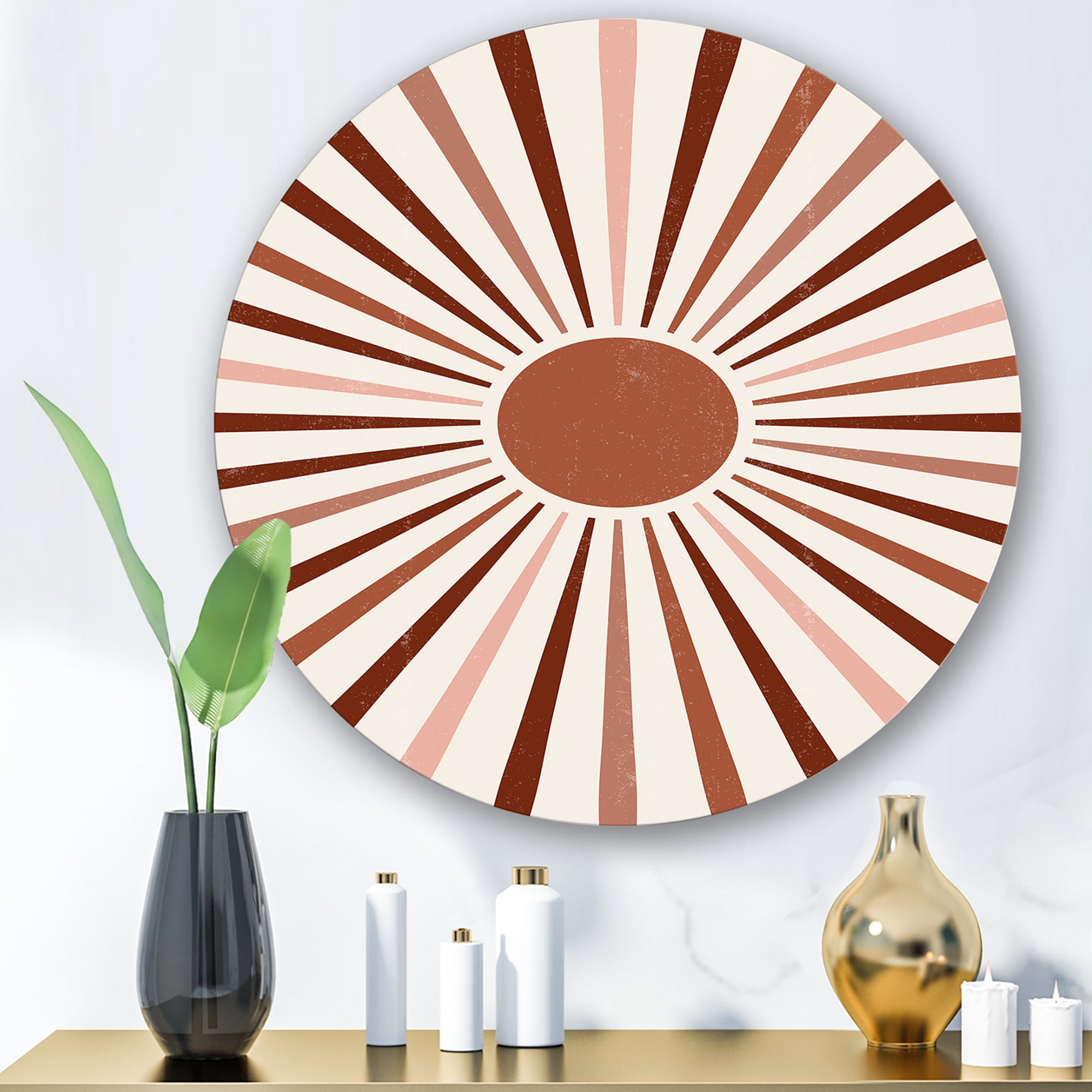 Designart 'Radiant Geometric Sun' Modern Circle Metal Wall Art 23x23 - Disc of 23